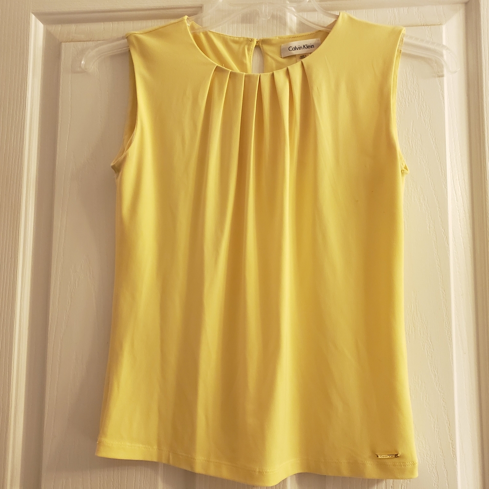 Calvin Klein Yellow Pleated Blouse